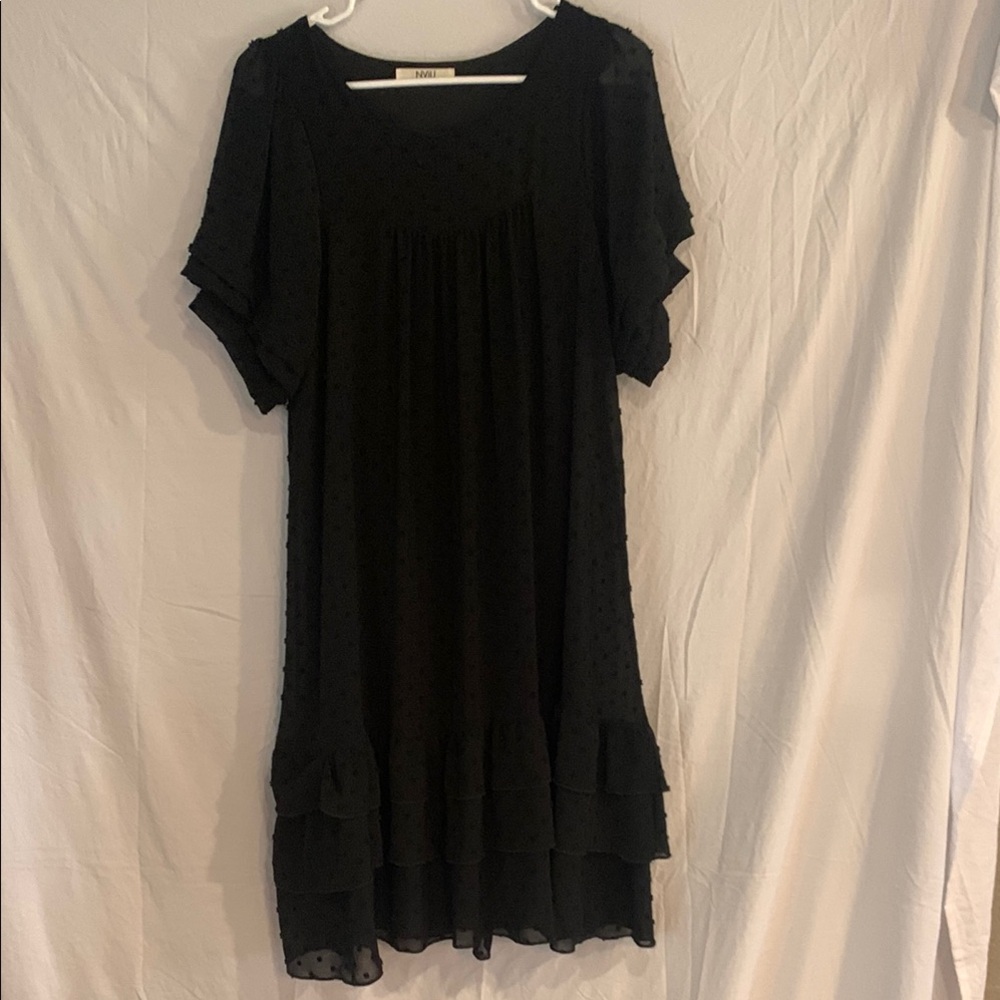 NVIU Swiss dot black tiered dress. Size Small, very flows and stylish